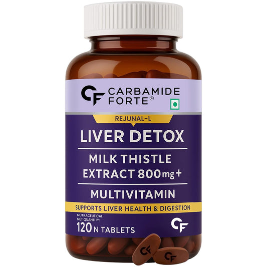 Carbamide Forte Liver Detox Supplement with Milk Thistle Extract 800mg (30:1) | Added Multivitamins & Amino Acid | Liver Support Supplement –120 Veg Tablets