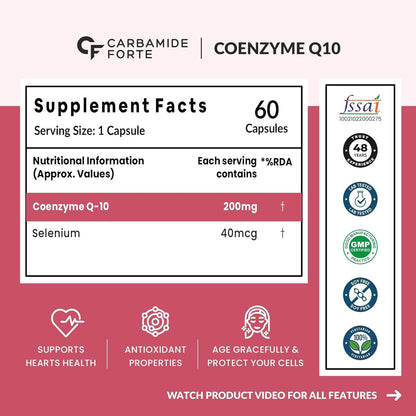 Coenzyme Q10 (CoQ10) 200 mg with Selenium 5 mg | 60 Capsules