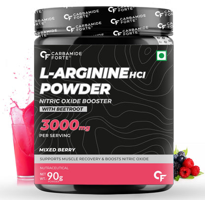 Carbamide Forte L Arginine Powder Supplement 3000mg | Pre-workout for men & women | L Arginine Supplement| Beet Root Powder - Mixberry- 90g
