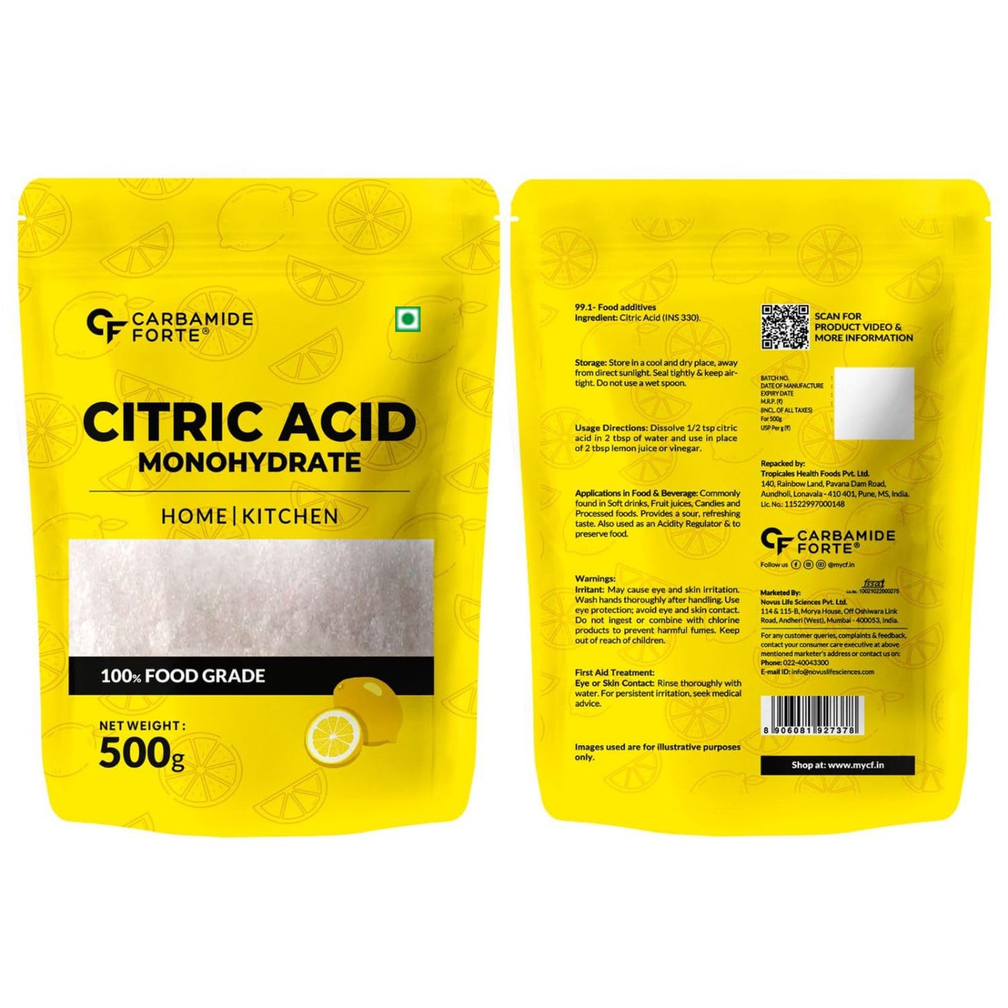 Citric Acid Monohydrate – Food & Cleaning Use 500g