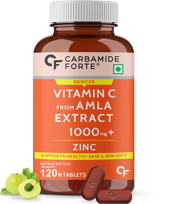 Carbamide Forte Natural Vitamin C Amla Extract With Zinc For Immunity & Skincare - 120 Veg Tablets