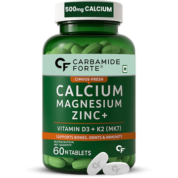 Carbamide Forte Calcium & Vitamin D3 Tablets | Calcium Tablets for Women & Man | Calcium Magnesium Zinc Tablets | Calcium Supplements for Men with Calcium Citrate, Calcium Tablet with Vitamin K2 MK7 & Vitamin B12
