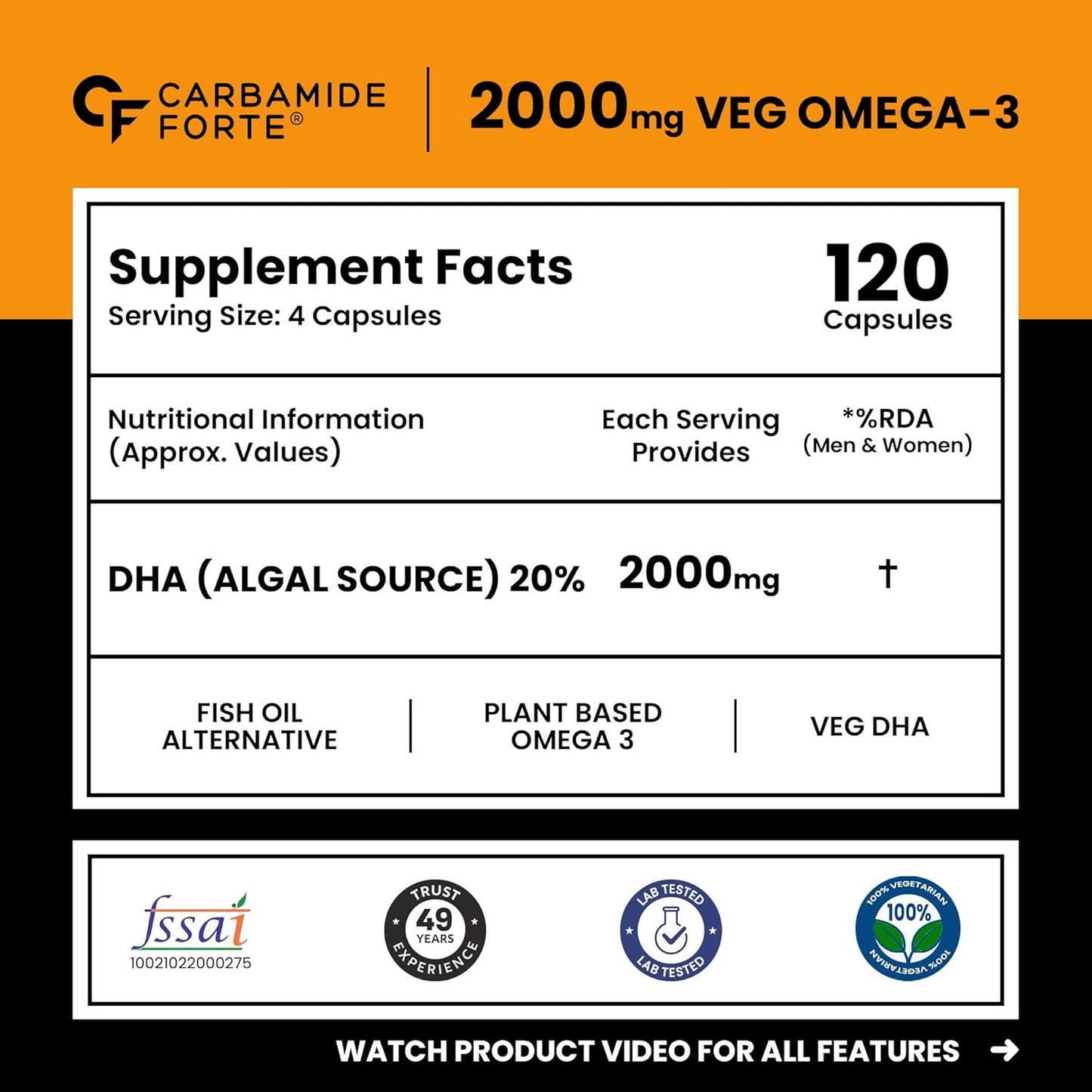 Veg Omega 3 2000mg - 120 Capsules