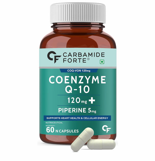 Carbamide Forte Coenzyme Q10 (Coq10 Supplement) 120Mg Supplement With Piperine 5Mg | Coq 10 120Mg Supports Heart Health & Cellular Energy 60 Capsules