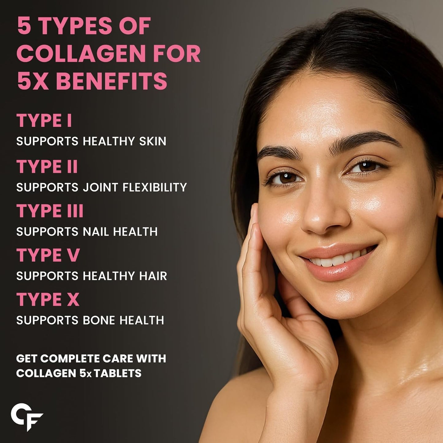 Carbamide Forte Multi Collagen Supplements for Women & Men | Hydrolyzed Peptides With 5 Types of Collagen Powder Supplements for Skin & Joint Support- 90 Tablets