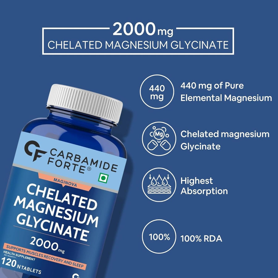 CF Chelated Magnesium Glycinate 2000mg Per Serving Supplement - 120 Veg Tablets