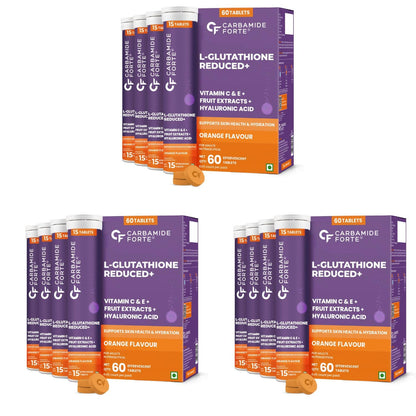 Japanese Reduced L-Glutathione Effervescent Tablets 600mg for Skin Health Support Pack of 60 Tablets