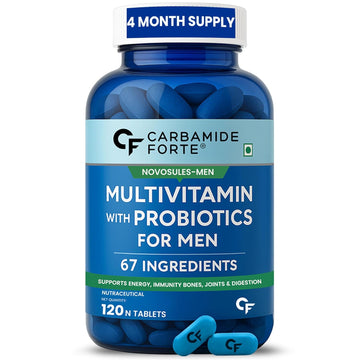 Carbamide Forte Multivitamin Tablet For Men | Multi vitamin For Men With Probiotics For Immunity & Energy | Multivitamin Supplement With Zinc, Multivitamins, Multiminerals - 120 Veg Tablets