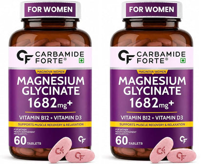 Magnesium Glycinate for Women with Vitamin D3 & B12 - 60 Veg Tablets
