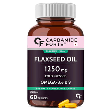 Carbamide Forte Cold Pressed Flaxseed Oil Omega 3 6 9 Capsules (1250mg) for Men and Women | Omega 3 Supplement | Omega 369 | Flaxseed Oil Omega3 Capsule | Omega Fatty Acid - 60 Capsules