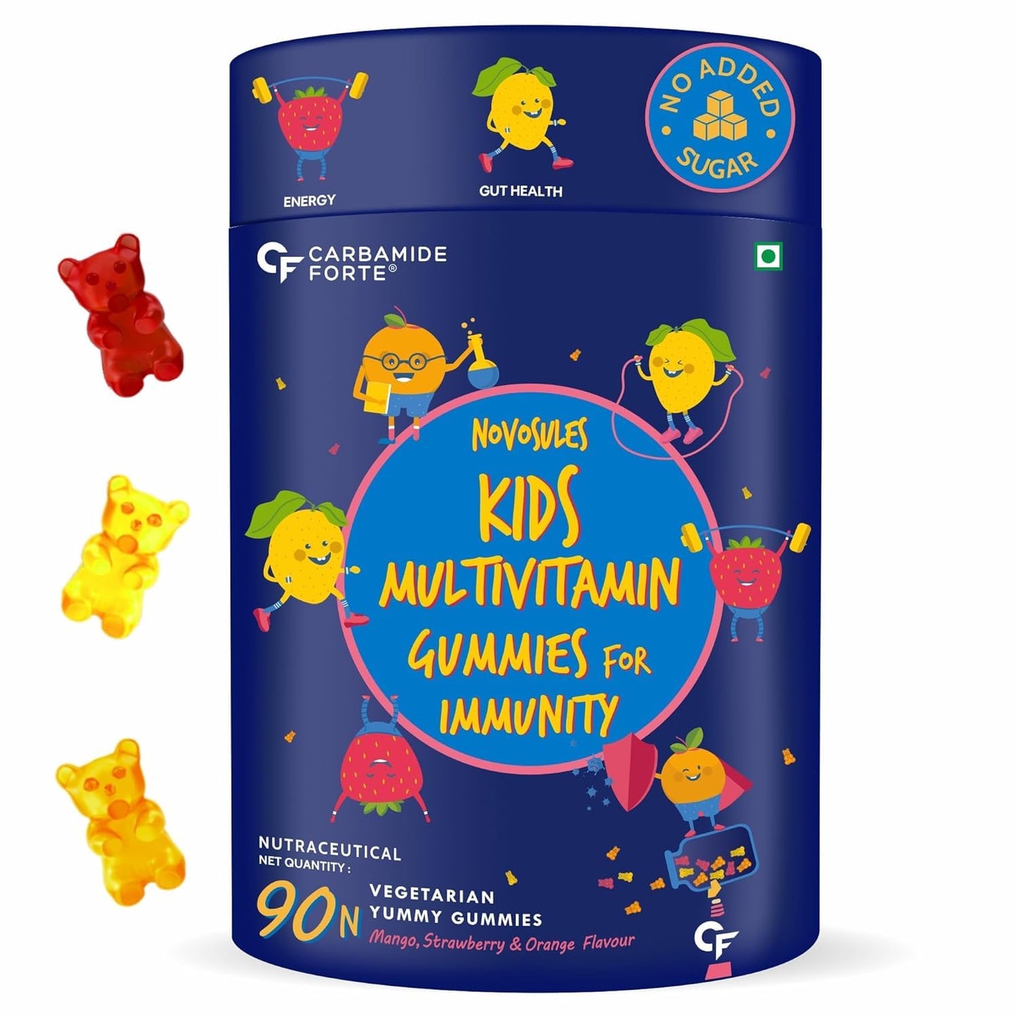 Carbamide Forte Multivitamin for Kids | Multivitamin Gummies for Kids with 20 Nutrients | Kid Gummy | Multi Vitamin Gummies Kid's For Immunity Boost | 60 Gummy Bear