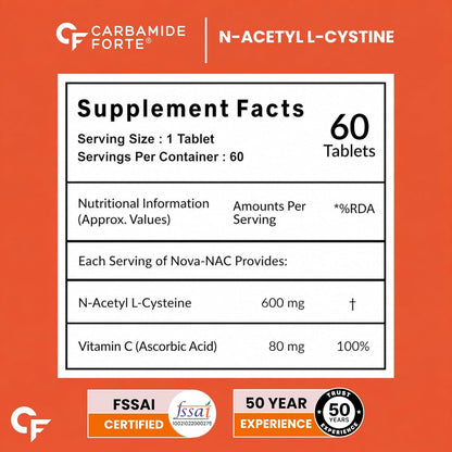 Carbamide Forte N-Acetyl, L-Cysteine 600mg (NAC) - 60 Veg Tablets