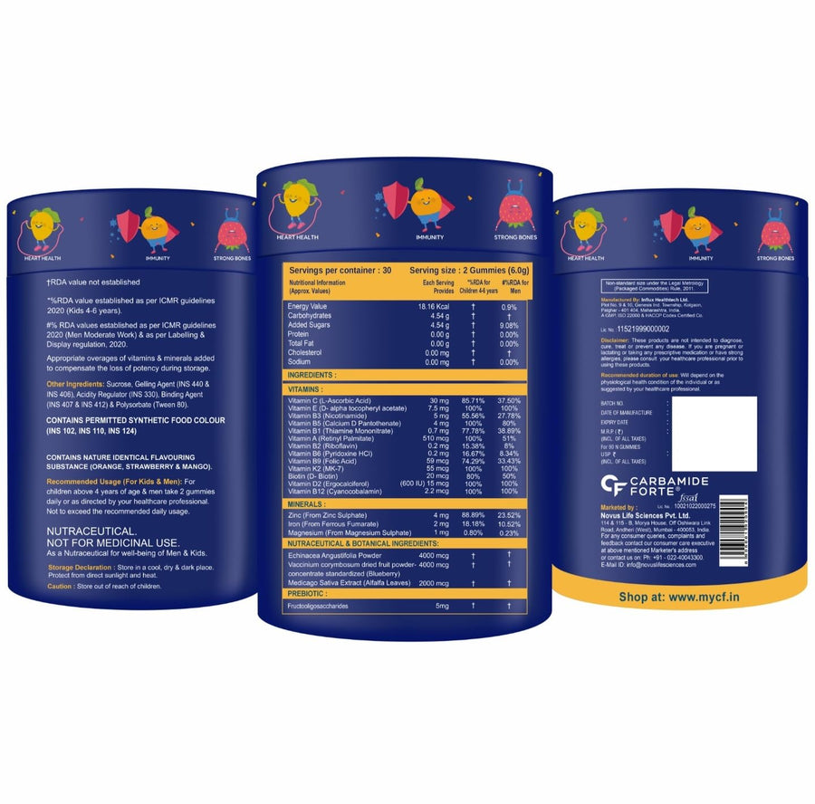 Carbamide Forte Multivitamin Gummy for Kids & Adults with Superfoods 60 Gummies