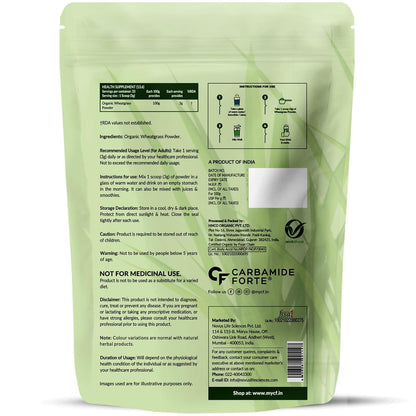 Carbamide Forte 100% Natural Organic Wheatgrass Powder | Wheat Grass Powder | Organic Wheatgrass Juice | Wheat Grass Juice - 100g