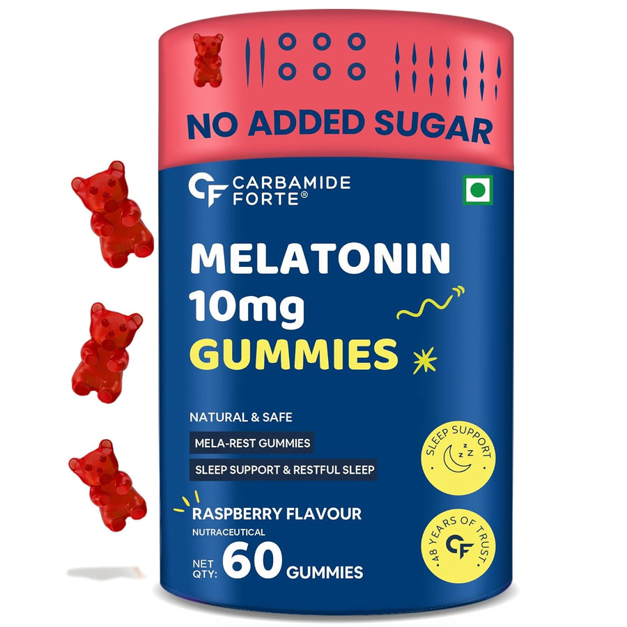 Carbamide Forte 10 mg Melatonin Gummies to Sleep | Sleep Gummies for Men and Women | Gummies for Deep Sleep | Sleep Supplements | 60 Veg Sugar Free Melatonin Gummies 10mg