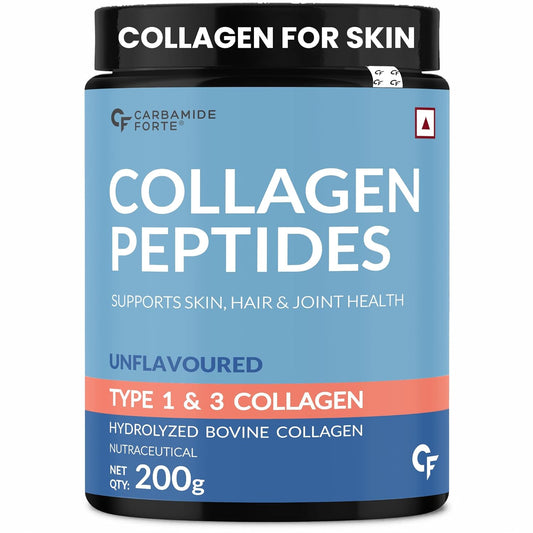 Carbamide Forte Collagen Supplements | Hydrolyzed Collagen Powder for Women & Men | Hydrolyzed Peptides Powder - Unflavored - Collagen Supplements for Skin & Hair - 200g
