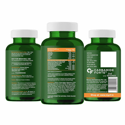 Carbamide Forte Calcium Tablets for Women & Men | Calcium Magnesium Zinc Tablets | Calcium Supplements for Men with Vitamin K2 MK7 & Vitamin B12 - Bone Health & Joint Support - 120 Tablet for Men