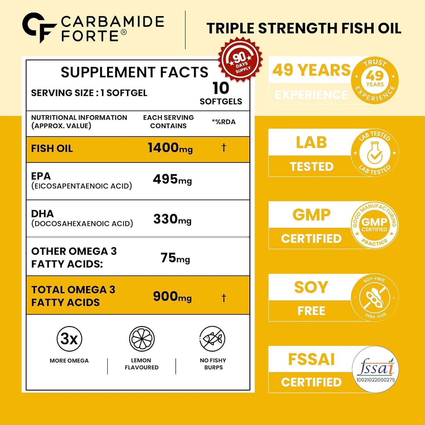 Triple Strength Omega 3 Fish Oil Capsules 1400mg | 10 Softgels