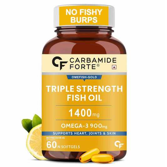 Carbamide Forte Triple Strength Fish Oil 1400mg with Omega 3 900mg for Men & Women -Softgel Capsules 60 Count