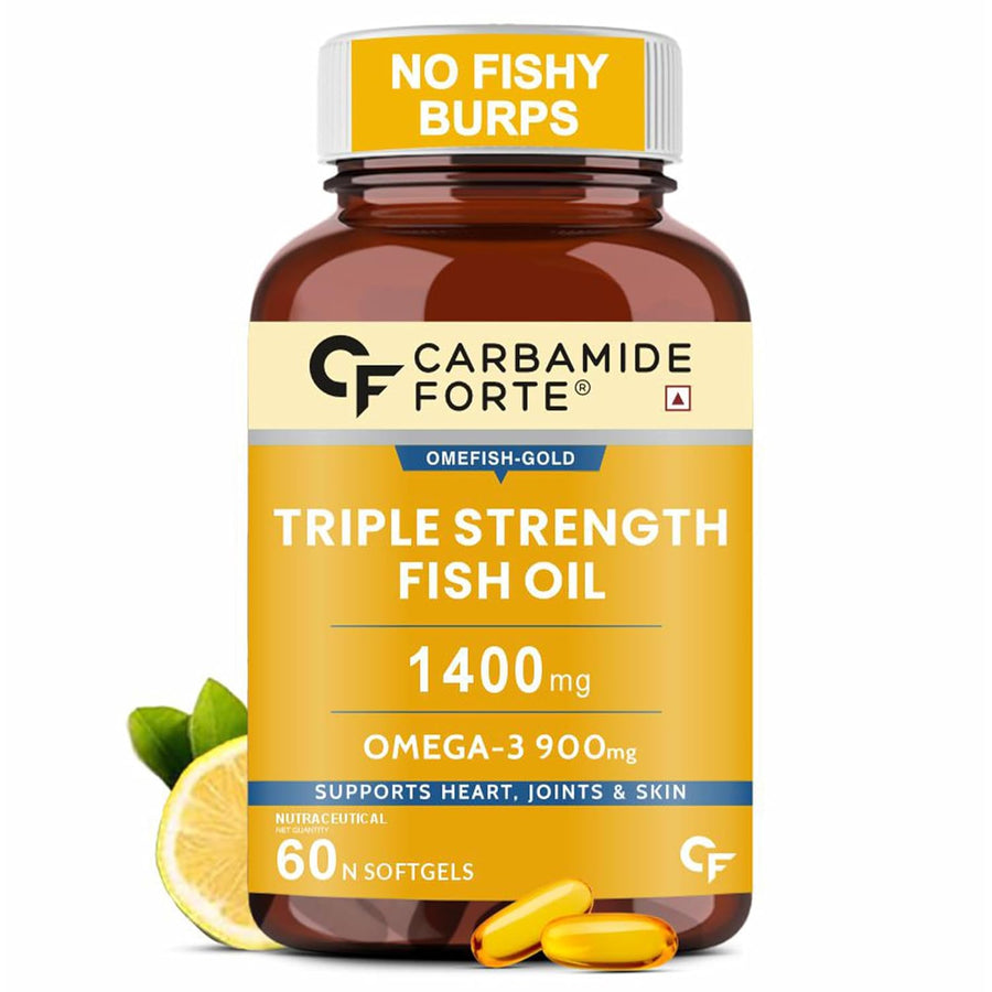 Carbamide Forte Triple Strength Fish Oil 1400mg with Omega 3 900mg for Men & Women -Softgel Capsules 60 Count