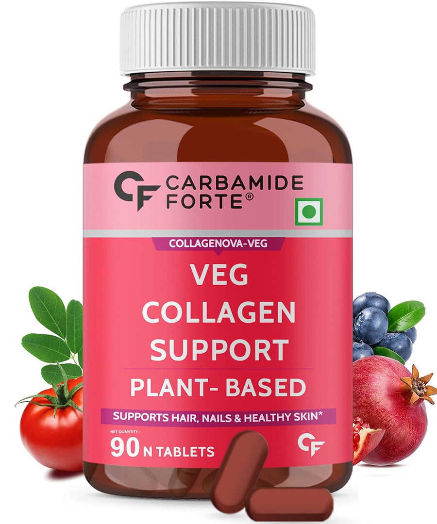 Carbamide Forte 100% Veg Collagen Builder, 90 Tablets | Plant Based Collagen Support Supplement for Skin & Hair