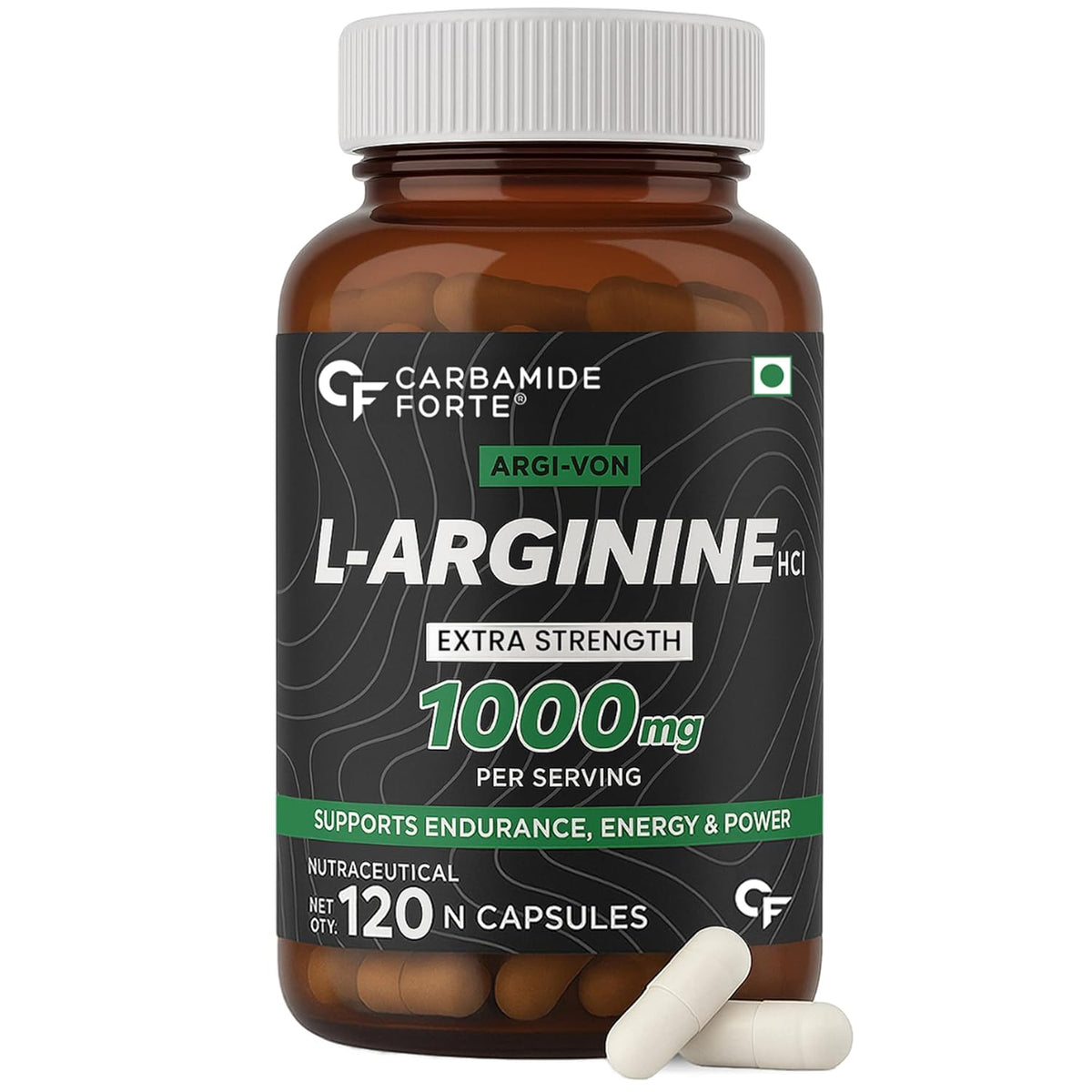 L-Arginine HCL 1000mg Supplement | 120 Capsules - Carbamide Forte - Pack of 1