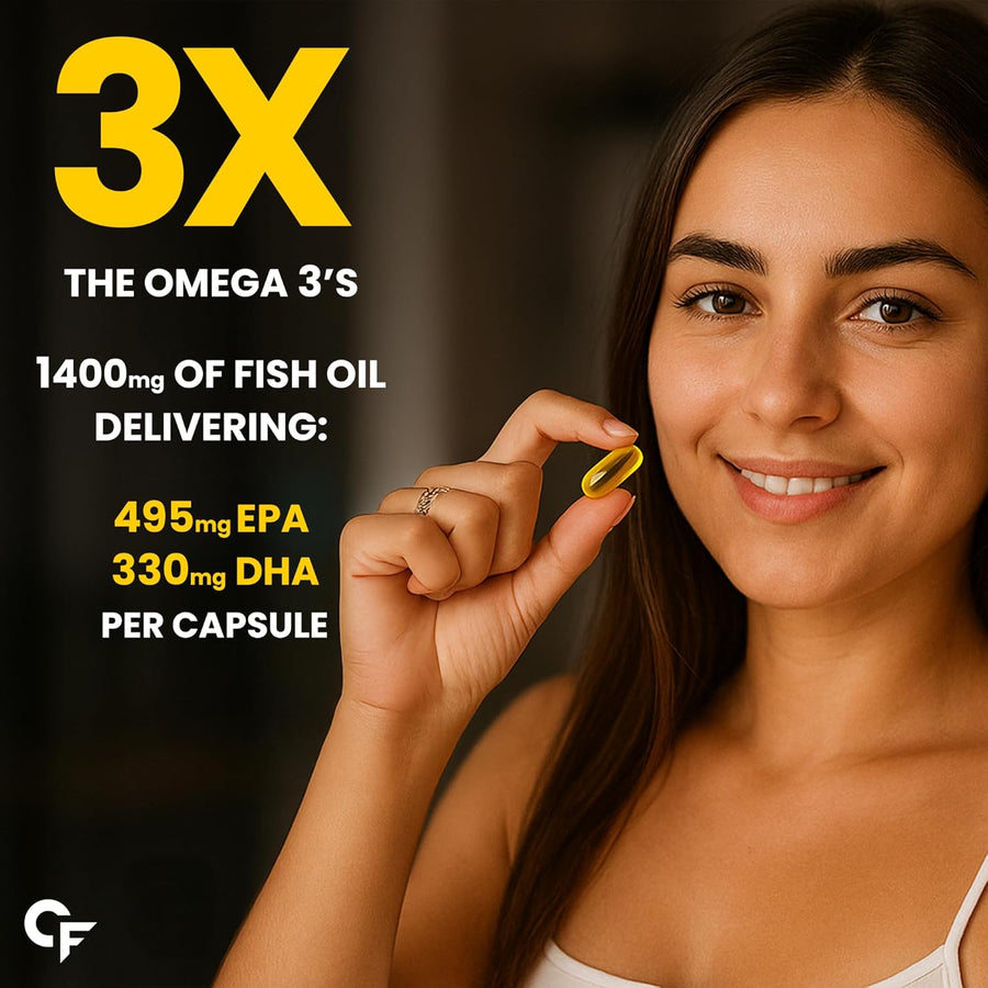 Click to see full view Carbamide Forte Triple Strength Fish Oil 1400mg with Omega 3 900mg for Men & Women -Softgel Capsules 60 Count