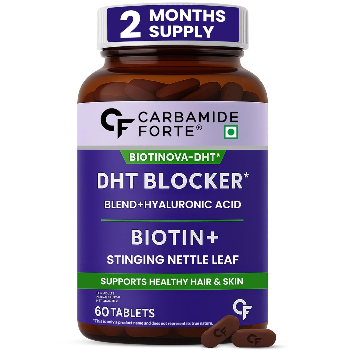 DHT Blocker with Biotin Tablets | Hair Growth Supplement for Men & Women | 60 Tablets