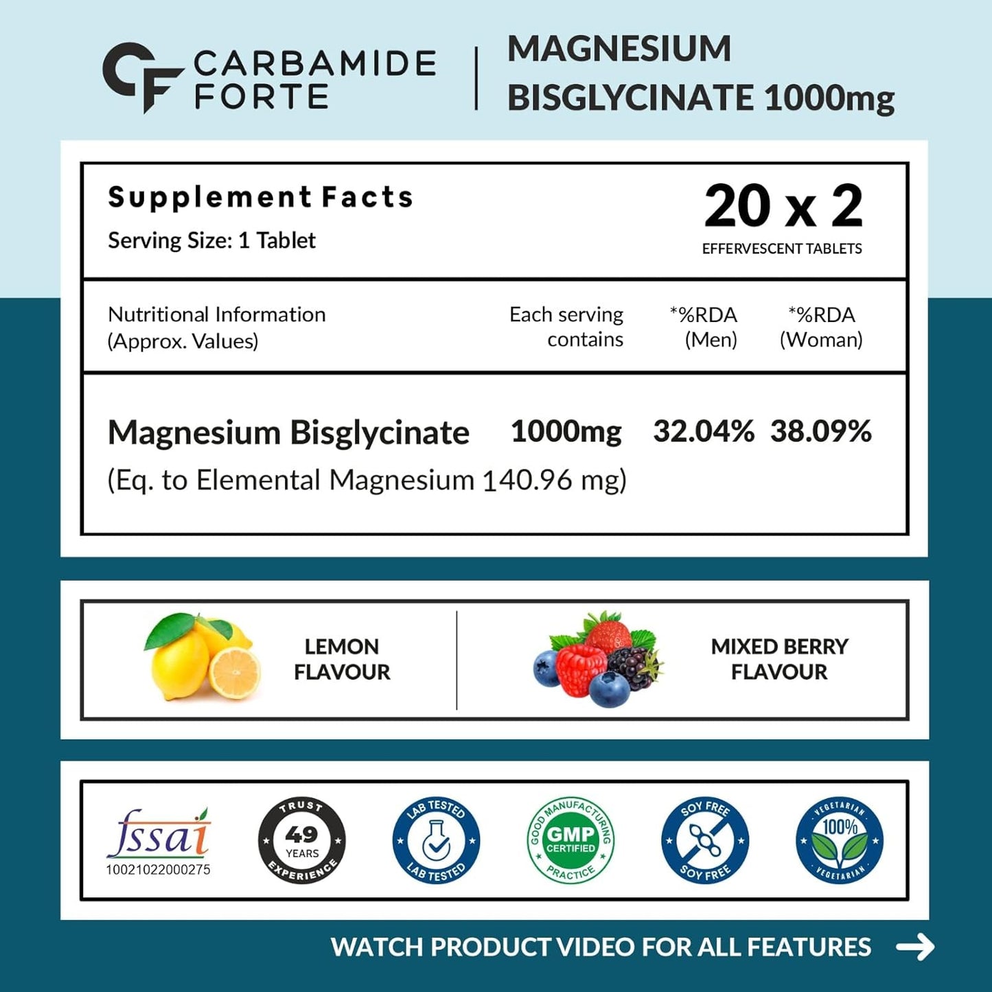 Effervescent Magnesium Bisglycinate 1000 mg — Sleep, & Cramp Support