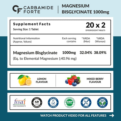 Effervescent Magnesium Bisglycinate 1000 mg — Sleep, & Cramp Support
