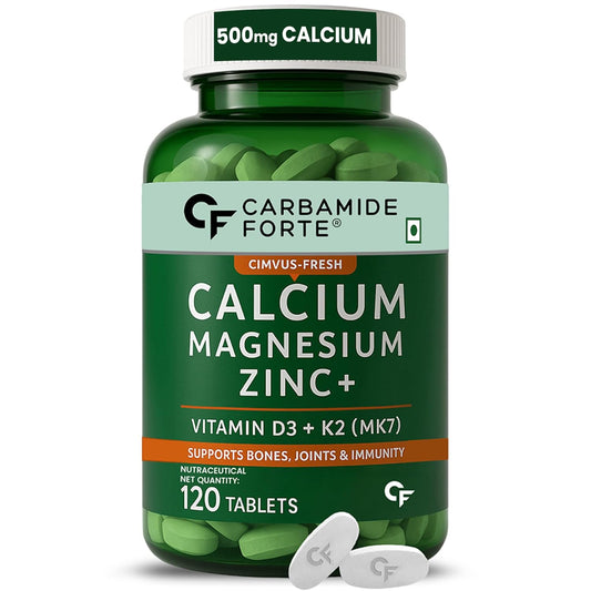 Carbamide Forte Calcium Tablets for Women & Men | Calcium Magnesium Zinc Tablets | Calcium Supplements for Men with Vitamin K2 MK7 & Vitamin B12 - Bone Health & Joint Support - 120 Tablet for Men