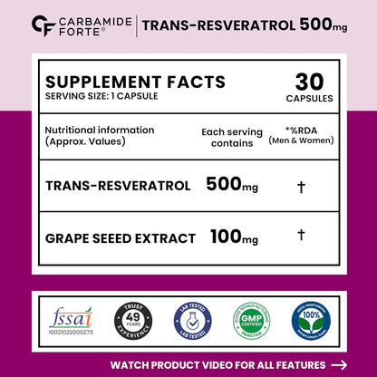 Resveratrol 500mg with Grape Seed Extract – Antioxidant Support Supplement