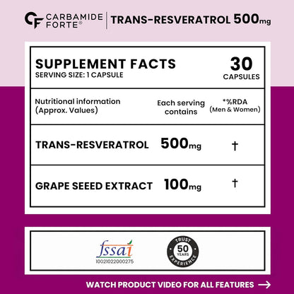 Resveratrol 500mg with Grape Seed Extract – Antioxidant Support Supplement
