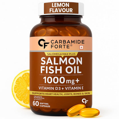 Omega 3 Fish Oil 1000mg with Vitamin D & E – Salmon Fish Oil Softgels (60 Count)