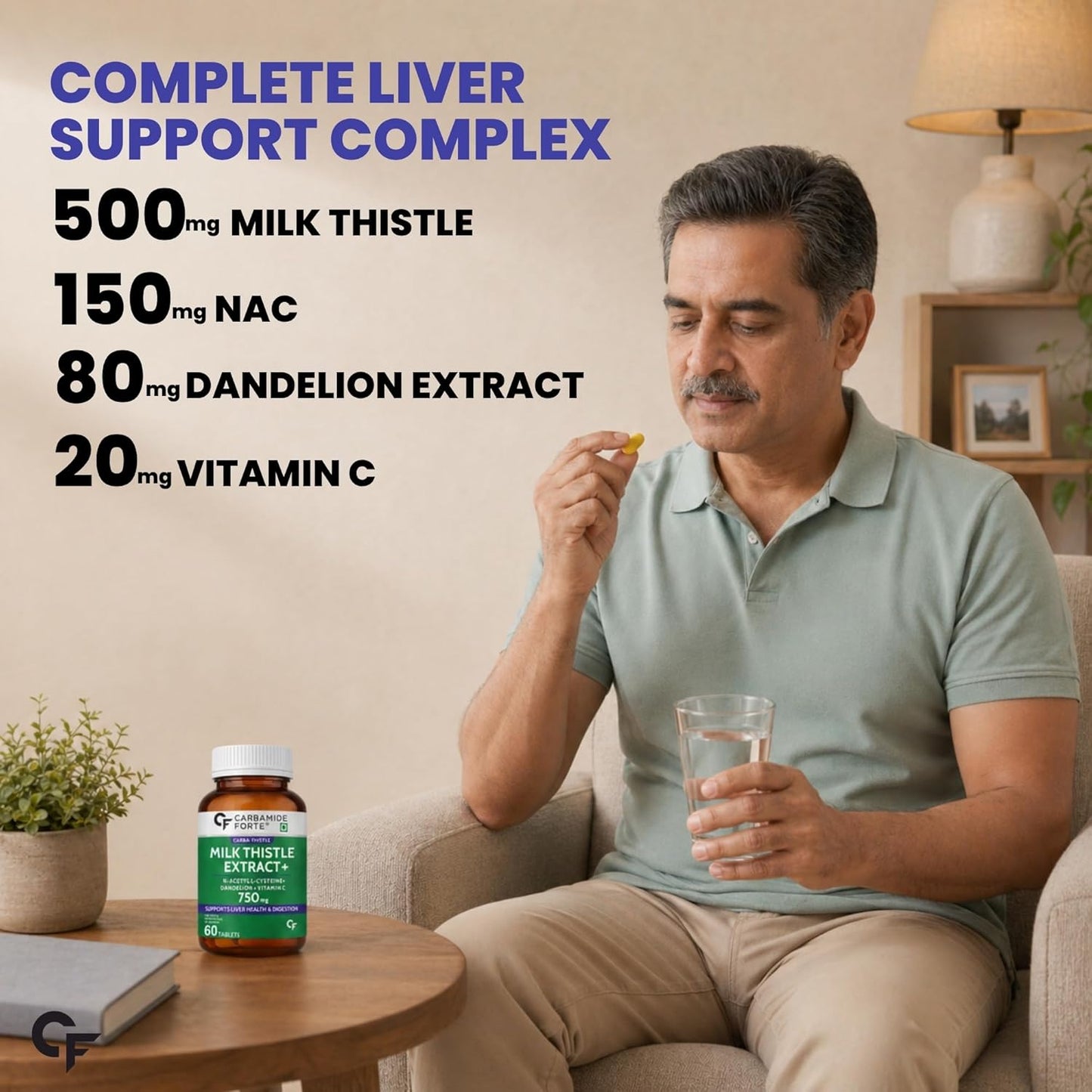 Milk Thistle Tablets with NAC, Dandelion & Vitamin C - 60 Tablets