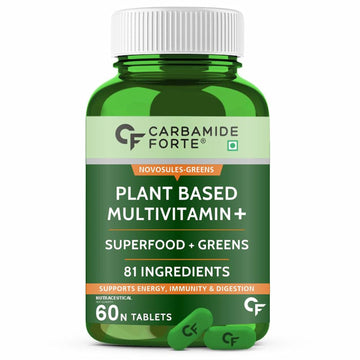 Carbamide Forte Plant Based Multivitamin Tablets for Men & Women for Immunity, Energy & Detox with 82 Ingredients like Superfoods, Greens, Vegetables, Fruits & Herbs Supplement â€“ 60 Veg Tablets