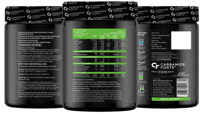 Carbamide Forte Pre Workout for Men & Women | Pre Workout Supplement Powder | Preworkout Supplements For Men For Energy, Focus & Strength | Pre-Workout For Men & Women GreenApple Flavour | Pre Workout For Women With 40 Servings - 200g