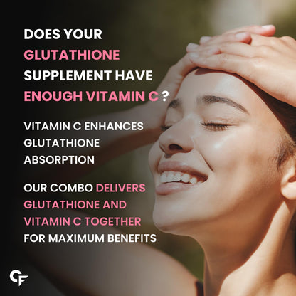 Carbamide Forte Japanese Reduced L Glutathione Tablets with Vitamin C from Amla Extract, Collagen, Lycopene Combo Pack for Skin Health (1000mg) - 30 Veg Tablets Each