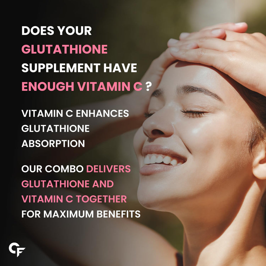 Carbamide Forte Japanese Reduced L Glutathione Tablets with Vitamin C from Amla Extract, Collagen, Lycopene Combo Pack for Skin Health (1000mg) - 30 Veg Tablets Each