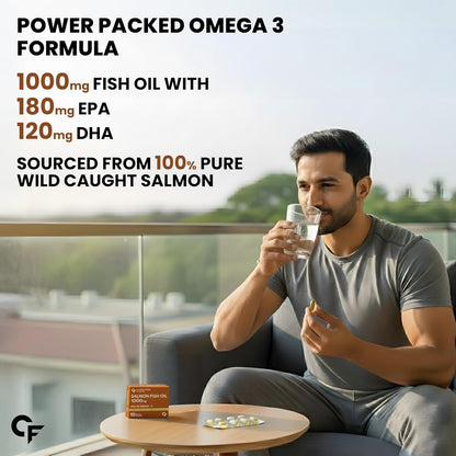 Salmon Omega 3 Fish Oil Capsules – 1000mg Softgels | 10 Softgels