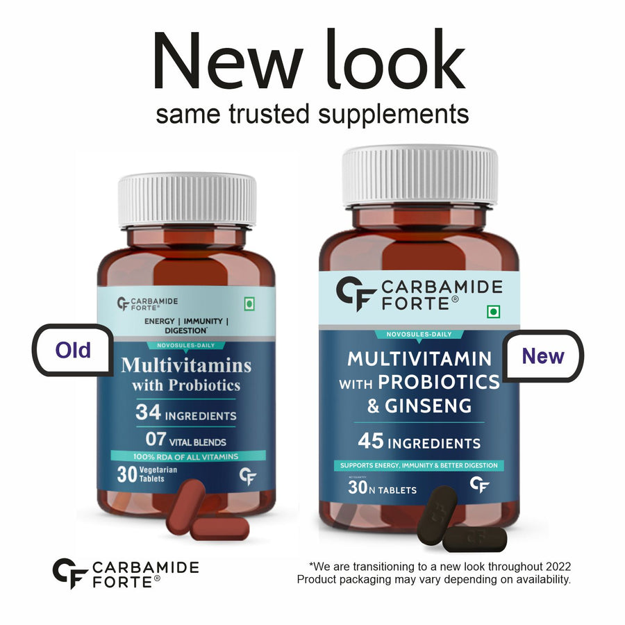 Carbamide Forte Multivitamin Tablets for Men and Women with Probiotics Supplement - 30 Veg Tablets