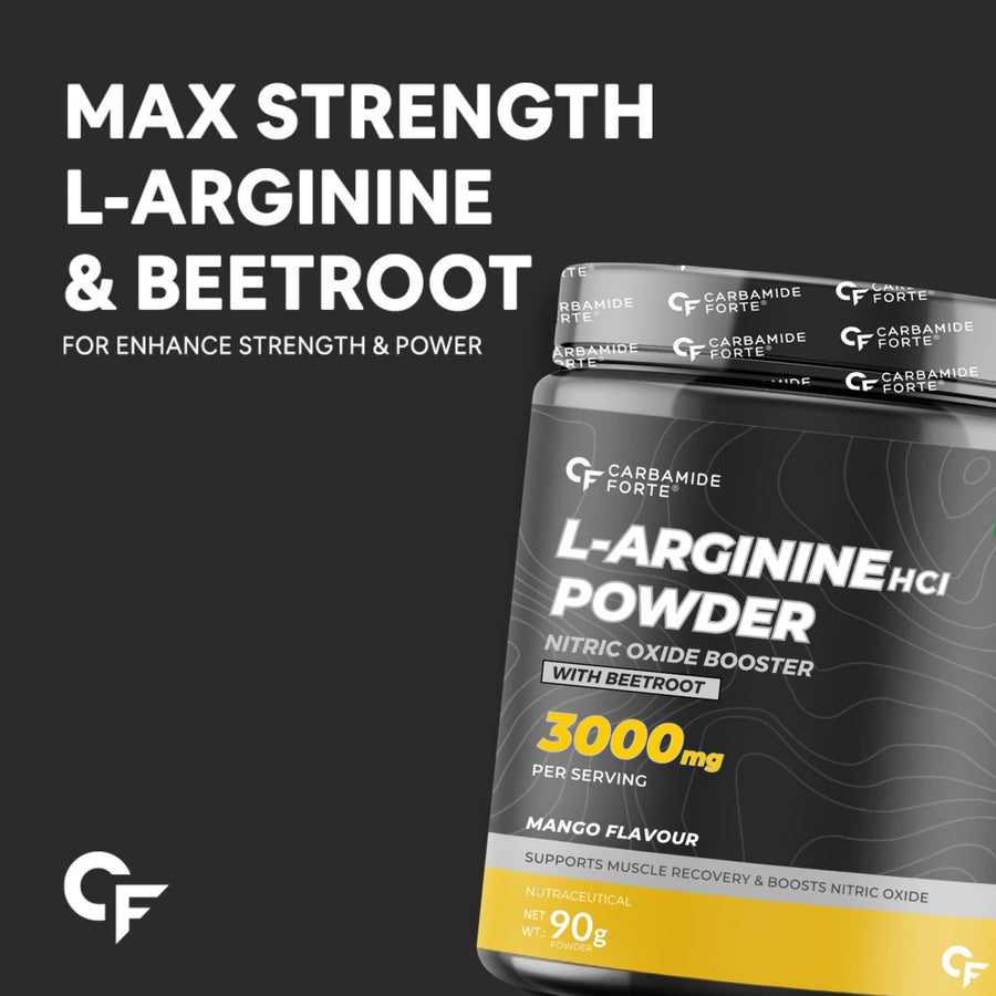 Carbamide Forte L Arginine Powder with Beetroot 3000mg - Alphanso mango Flavour - 90g