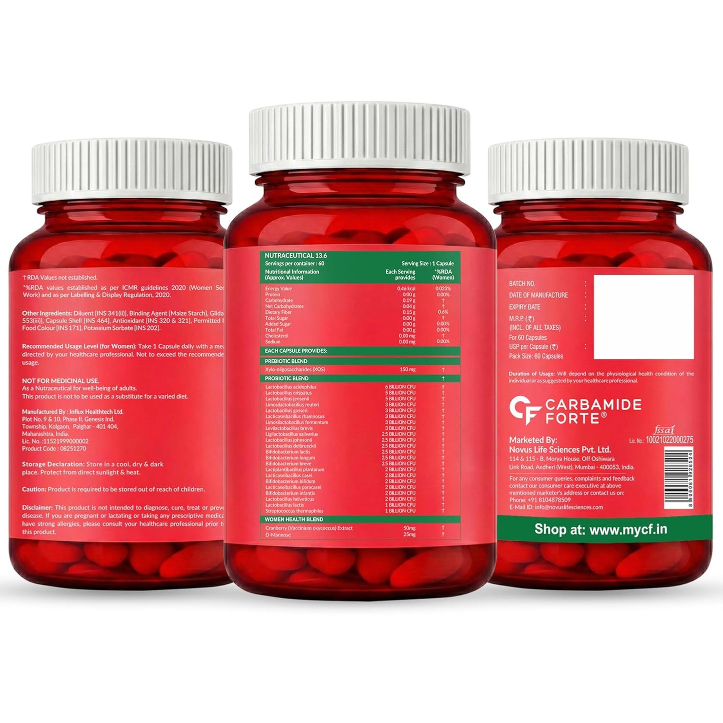 Women’s Probiotics Supplement 60 Billion CFU  | 60 Veg Capsules