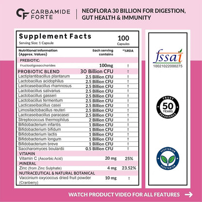 Probiotics 30 Billion CFU – 100 Veg Capsules
