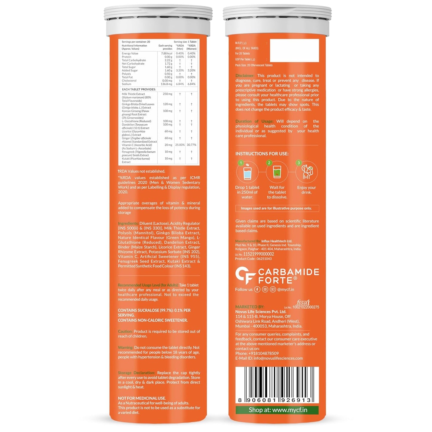 Liver Detox Effervescent Tablets for Daily Liver Health Support 20 Tablets