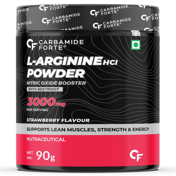 Carbamide Forte L Arginine Powder Supplement 3000mg | Pre-workout for men & women | L Arginine Supplement| Beet Root Powder - Strawberry - 90g