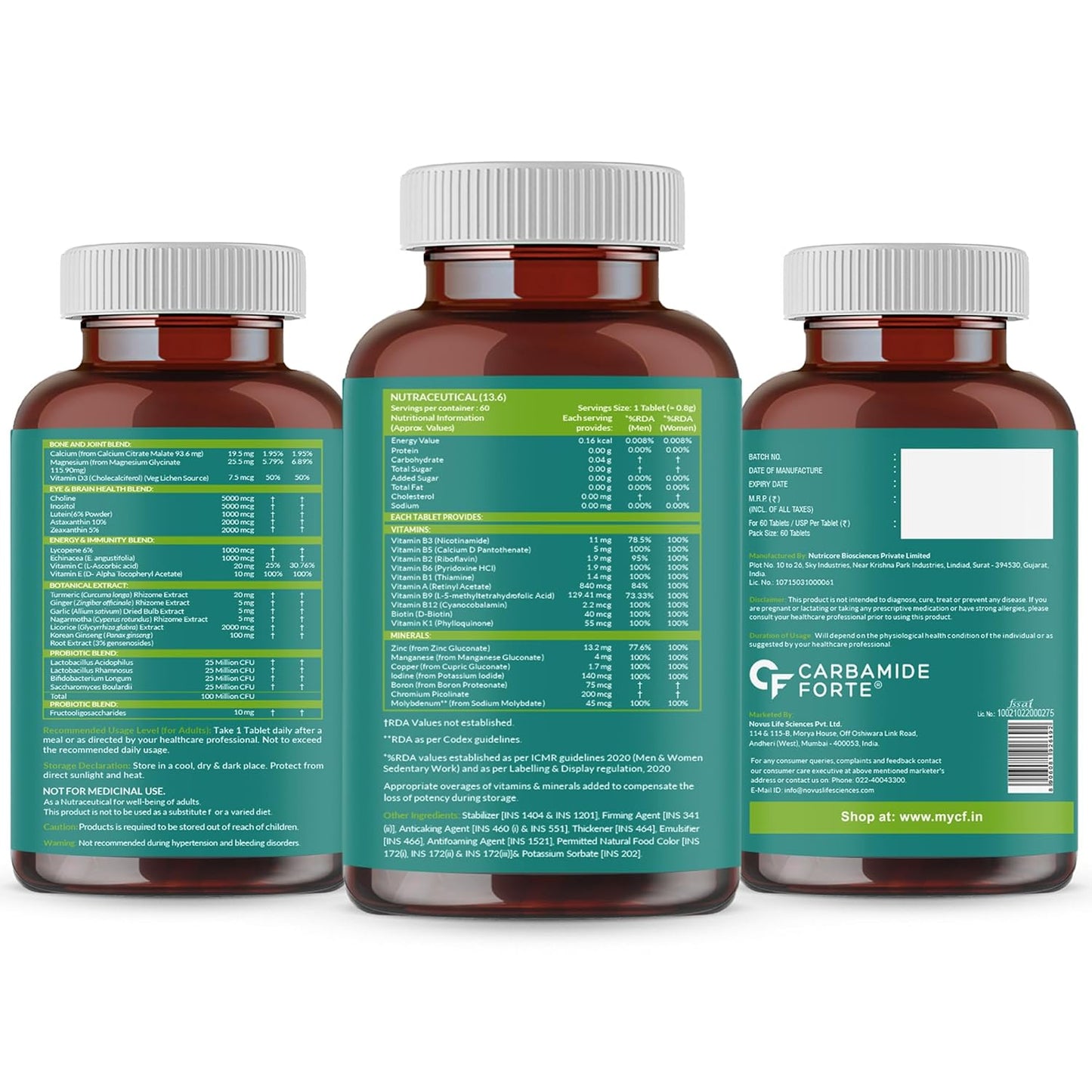 Multivitamin Tablets for Adults 50+ With Probiotics | Supports Immunity, Energy & Bone Health – 60 Veg Tablets