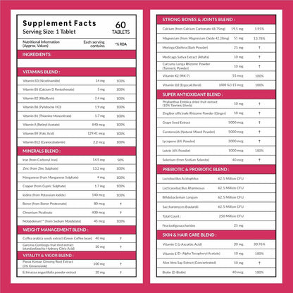 Carbamide Forte Multivitamin Tablets for Women with 43 Ingredients -60 Veg Tablets