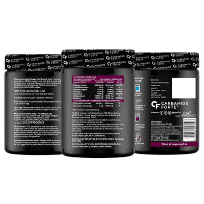 Carbamide Forte L Carnitine L Tartrate 2000mg Powder for Pre & Post Workout - Blackcurrant Flavour - 150g