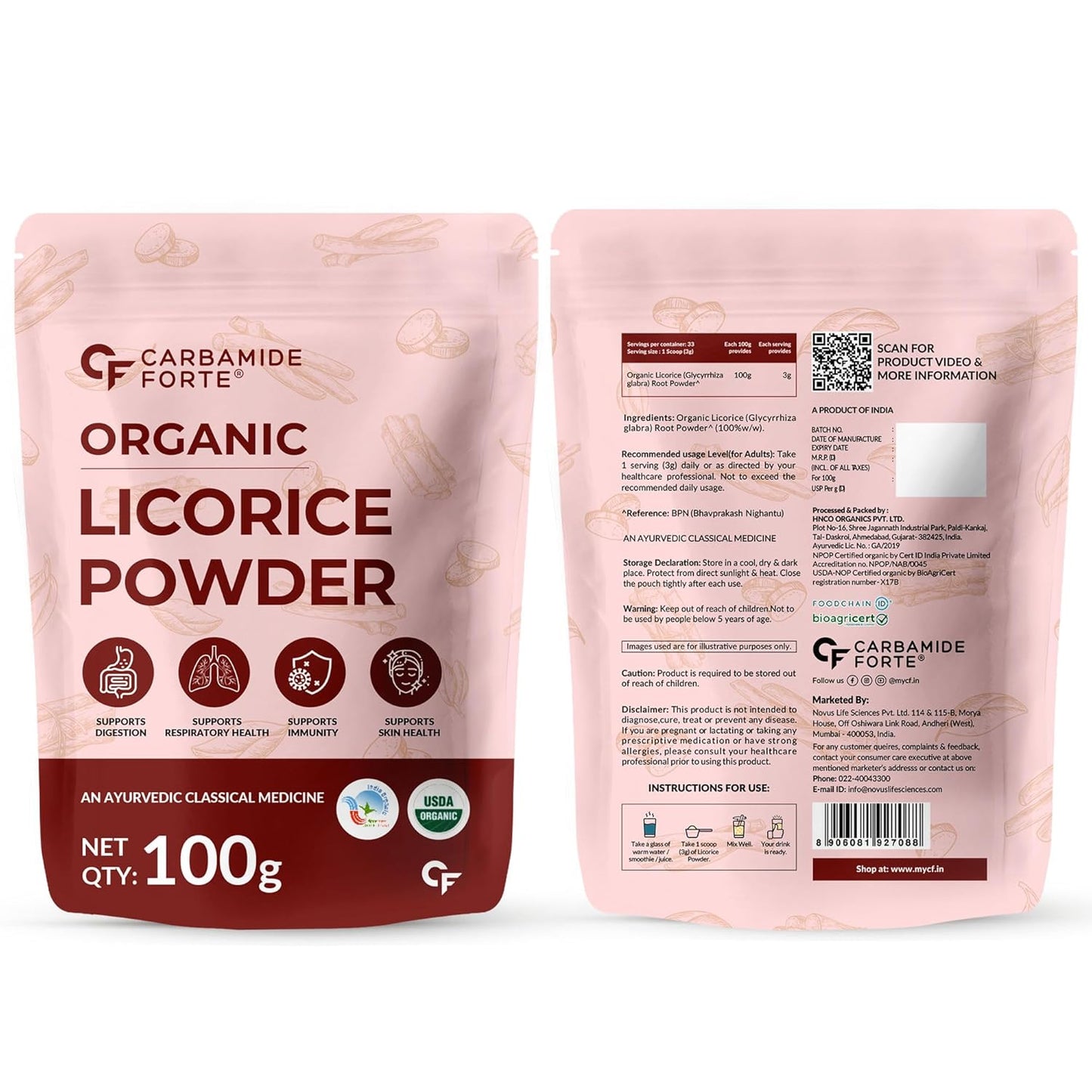 Organic Licorice Powder (Mulethi) – Pure Ayurvedic Root Herb 100g